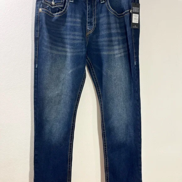 True Religion Ricky Big T Flap Relaxed Straight Fit Jeans SZ 36 X 34 NWT